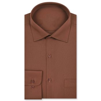 L Brown Plain Classic Fit Shirt 